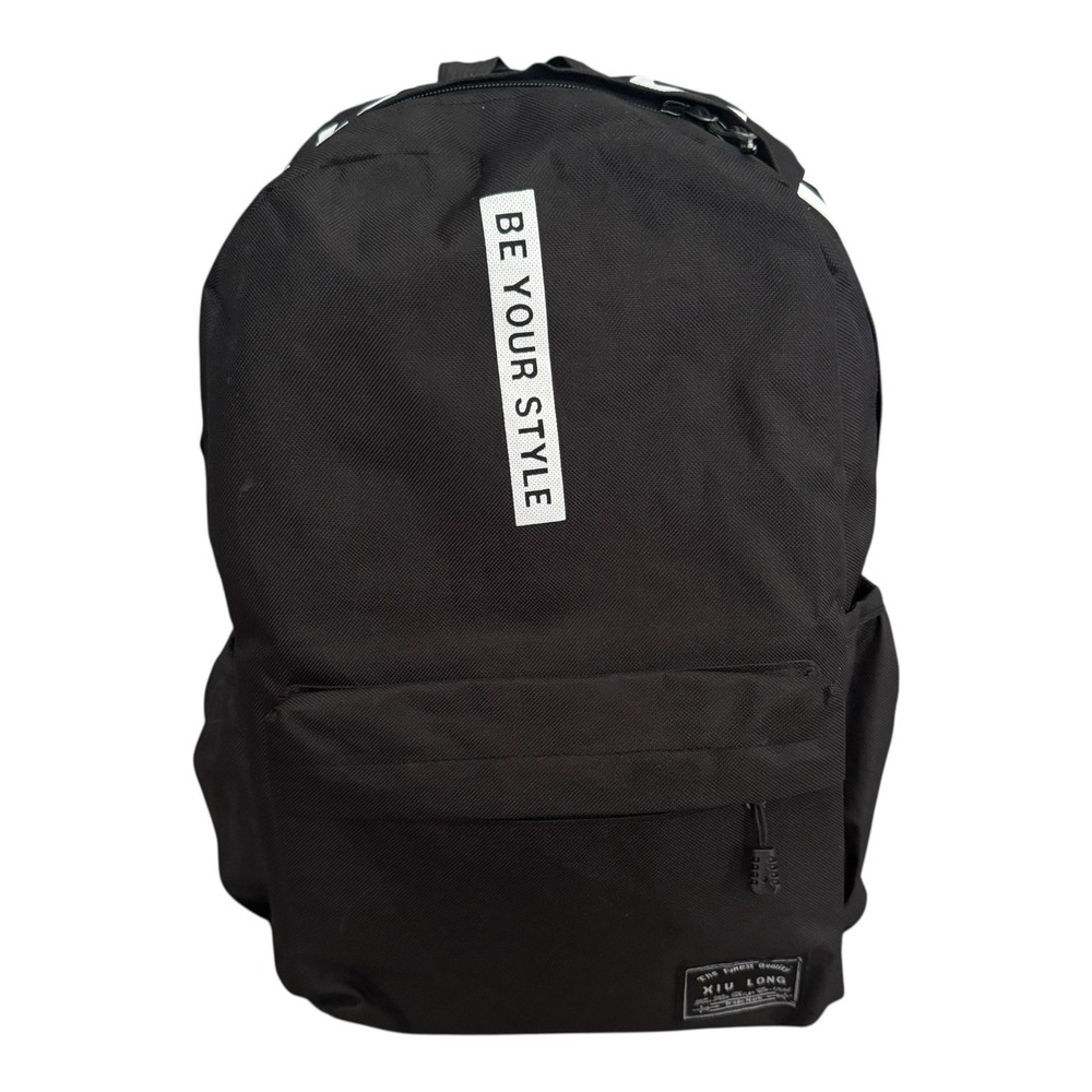 Backpack Lightweight Adjustable Strap Pockets Unisex Black Nylon Be Your Style